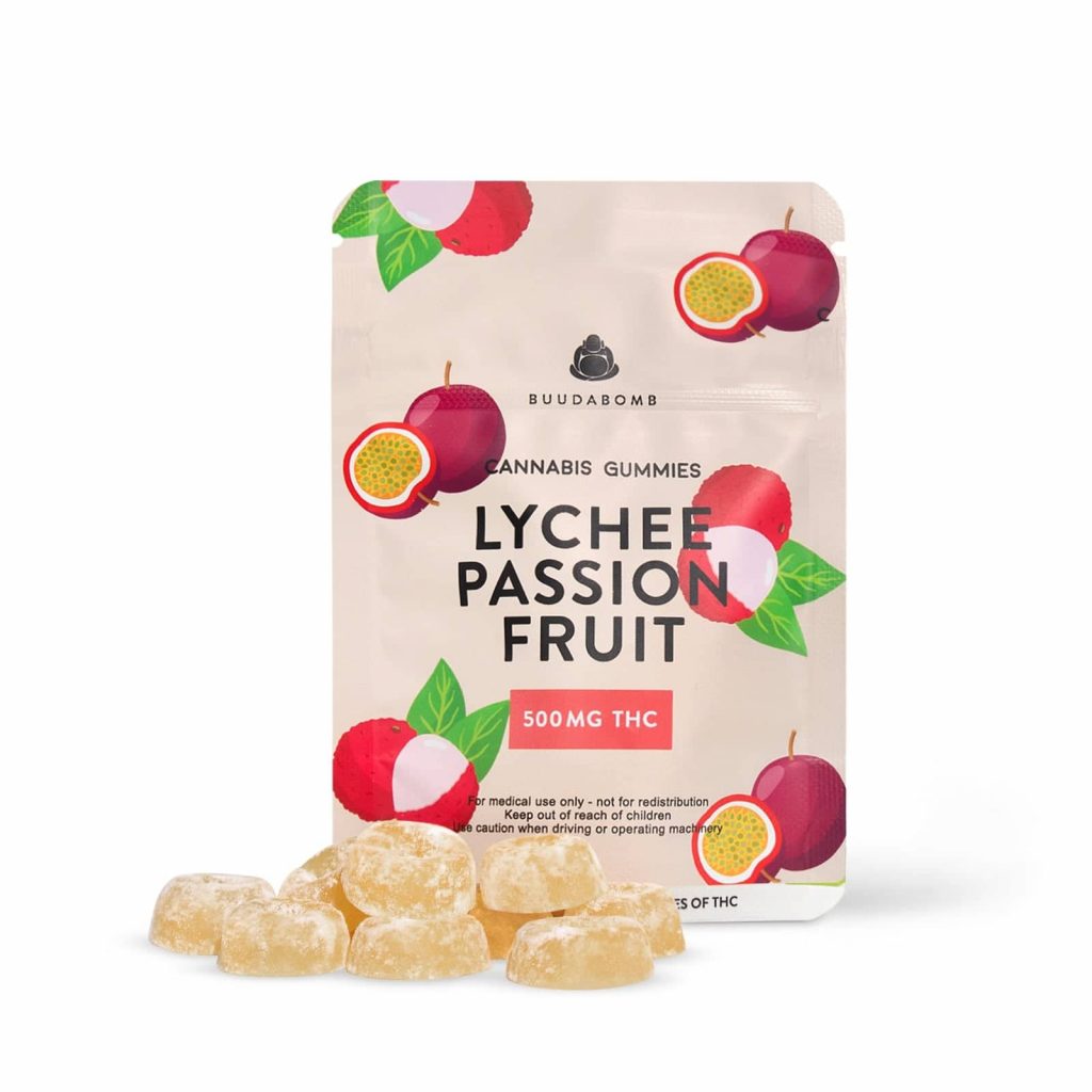 Buy BuudaBomb Lychee Passion Fruit Gummies 500mg Canada BC Weed Edible